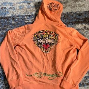 orange ed hardy track suit